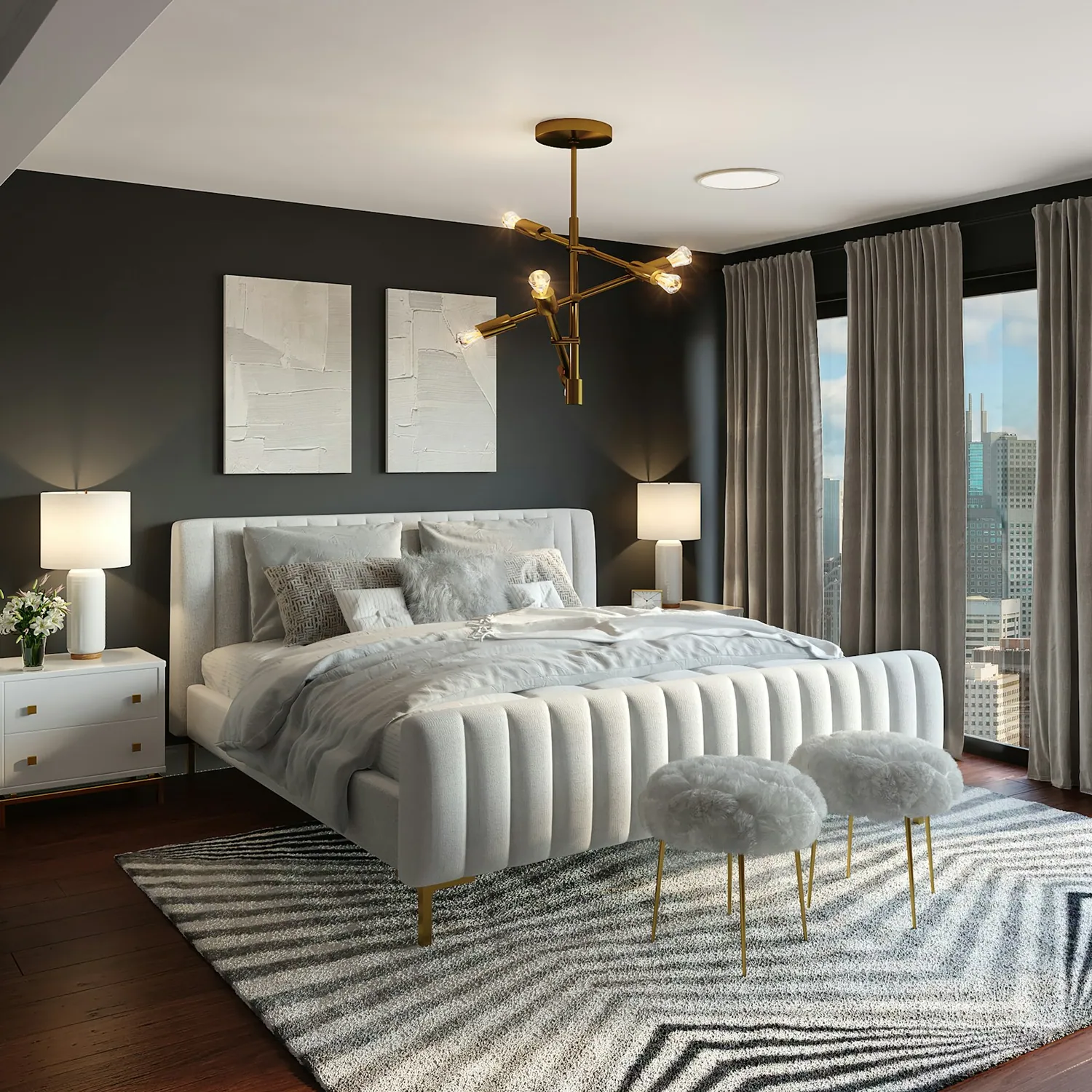 Luxury bedroom interior for a Gurgaon builder floor